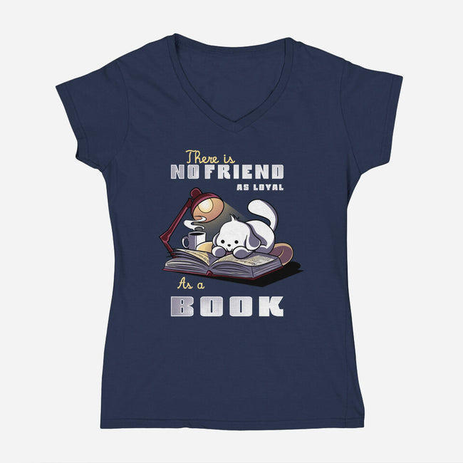 Loyal As A Book-Womens-V-Neck-Tee-fanfabio