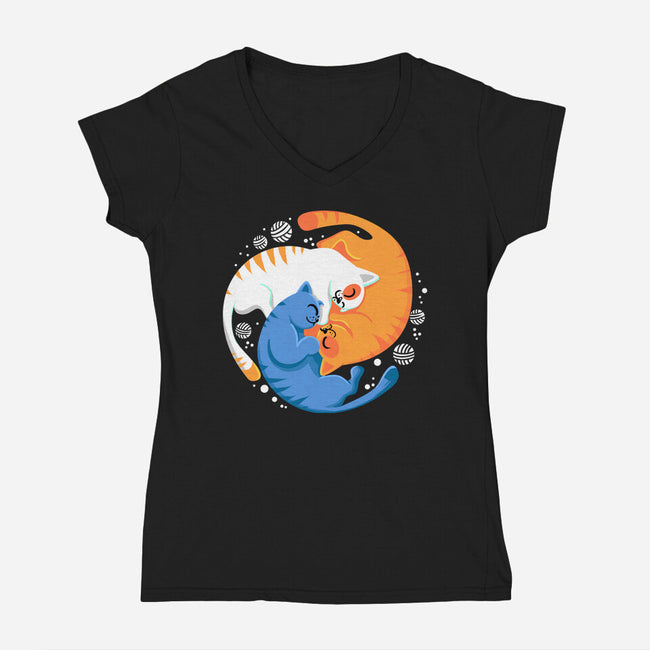 Purrfect Circle-Womens-V-Neck-Tee-erion_designs