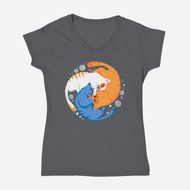 Purrfect Circle-Womens-V-Neck-Tee-erion_designs