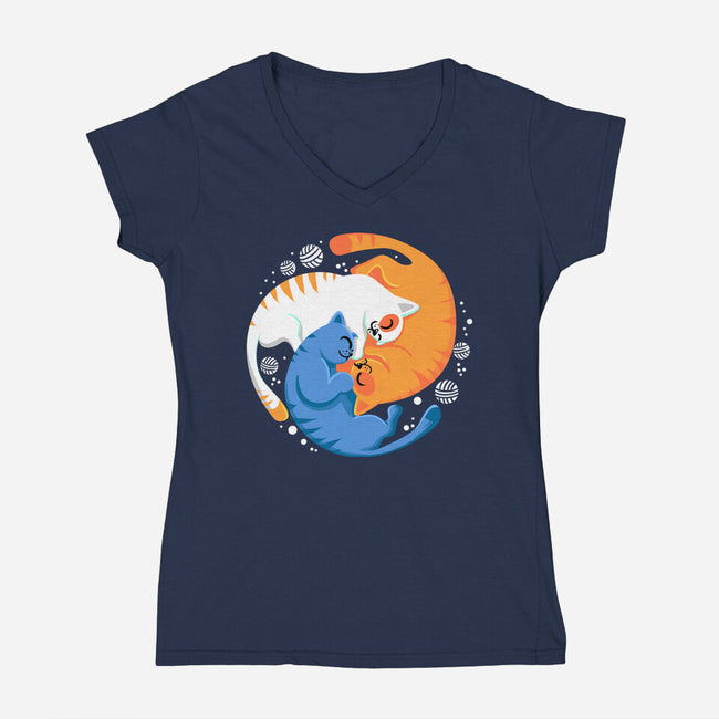 Purrfect Circle-Womens-V-Neck-Tee-erion_designs