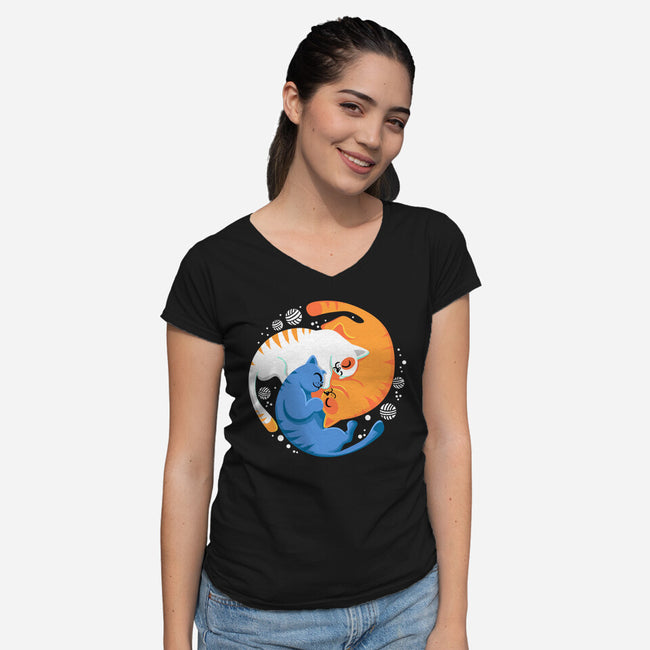 Purrfect Circle-Womens-V-Neck-Tee-erion_designs