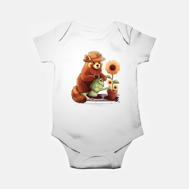 Red Panda Gardener-Baby-Basic-Onesie-NemiMakeit