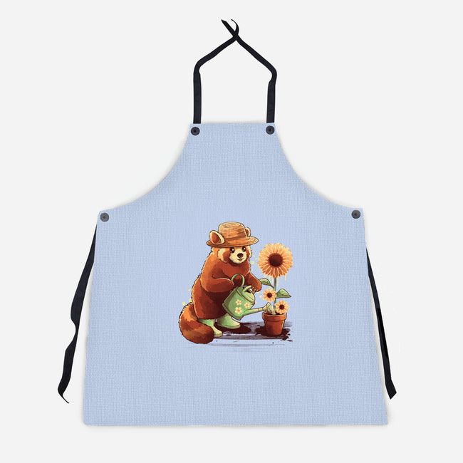 Red Panda Gardener-Unisex-Kitchen-Apron-NemiMakeit