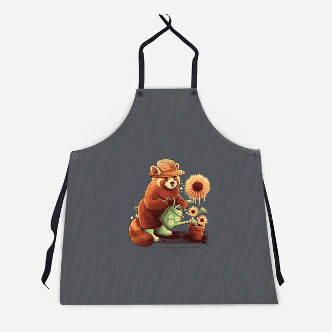 Red Panda Gardener-Unisex-Kitchen-Apron-NemiMakeit