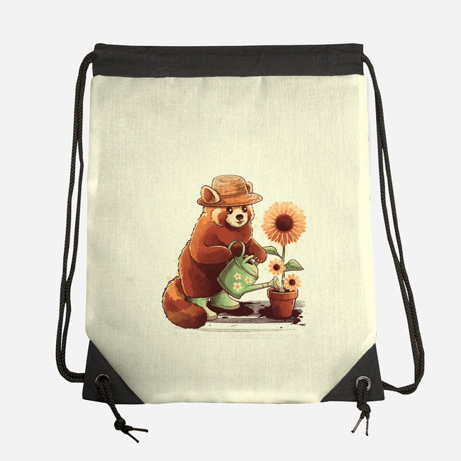 Red Panda Gardener-None-Drawstring-Bag-NemiMakeit