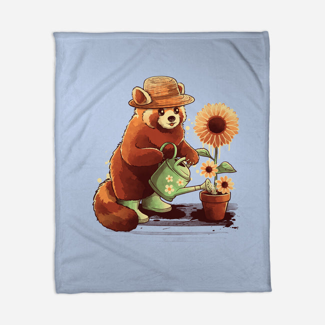 Red Panda Gardener-None-Fleece-Blanket-NemiMakeit