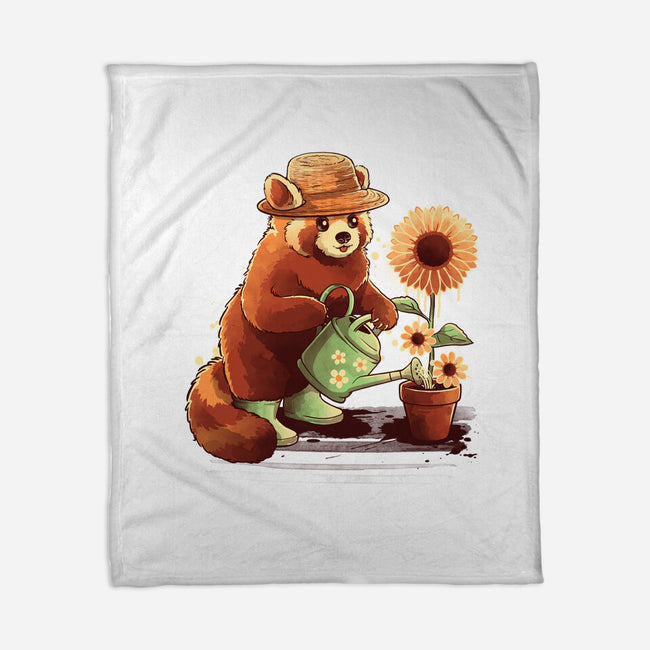 Red Panda Gardener-None-Fleece-Blanket-NemiMakeit