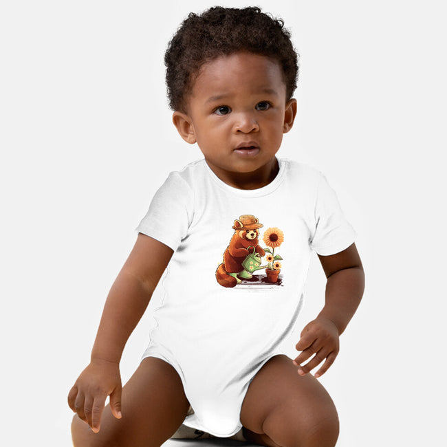 Red Panda Gardener-Baby-Basic-Onesie-NemiMakeit