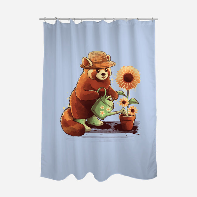 Red Panda Gardener-None-Polyester-Shower Curtain-NemiMakeit