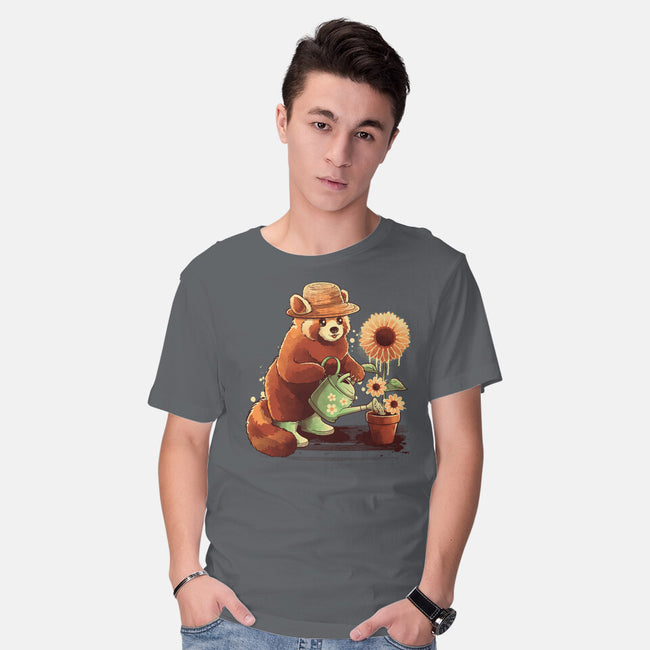 Red Panda Gardener-Mens-Basic-Tee-NemiMakeit