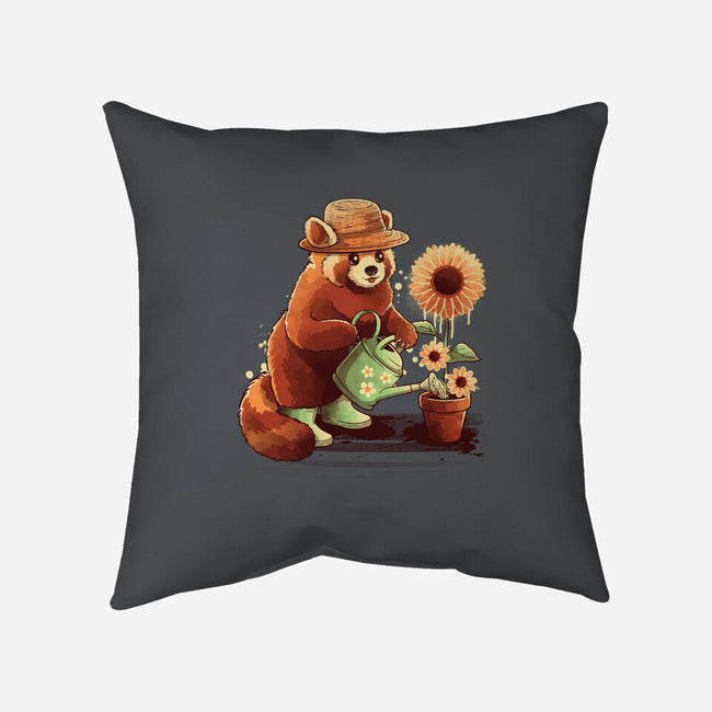 Red Panda Gardener-None-Removable Cover-Throw Pillow-NemiMakeit