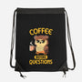 Coffee Before Questions-None-Drawstring-Bag-koalastudio