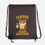 Coffee Before Questions-None-Drawstring-Bag-koalastudio