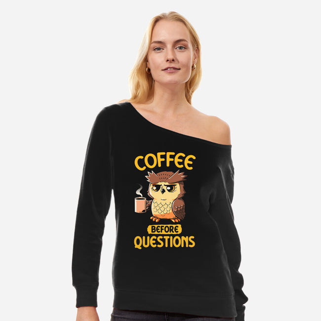 Coffee Before Questions-Womens-Off Shoulder-Sweatshirt-koalastudio