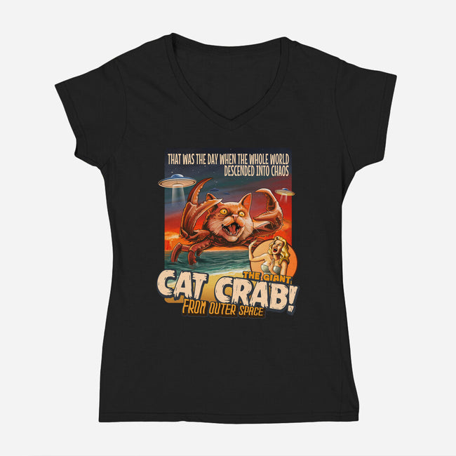 The Giant Cat Crab-Womens-V-Neck-Tee-daobiwan