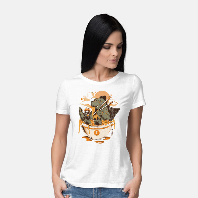 Monster's Ramen Bowl-Womens-Basic-Tee-ilustrata