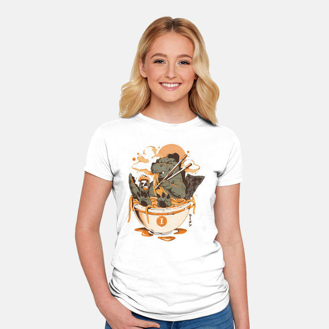 Monster's Ramen Bowl-Womens-Fitted-Tee-ilustrata