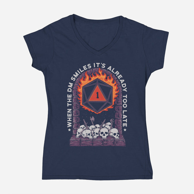 It's Already Too Late-Womens-V-Neck-Tee-marsdkart