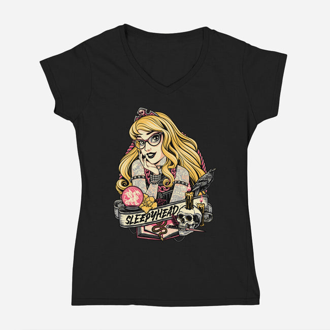 Sleepyhead-Womens-V-Neck-Tee-momma_gorilla
