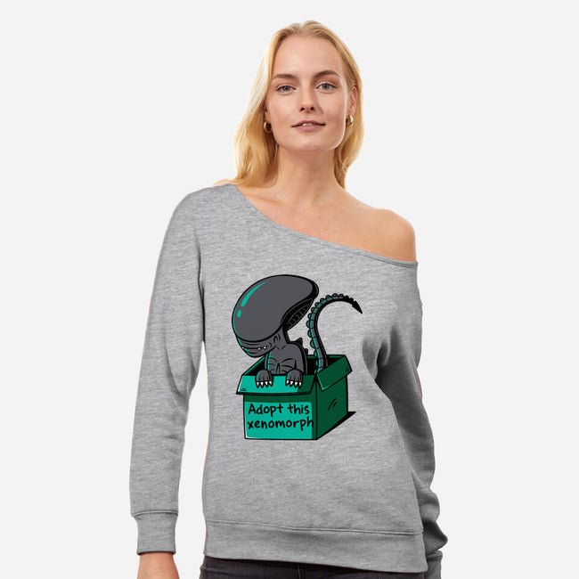 Adopt This Xenomorph-Womens-Off Shoulder-Sweatshirt-Eilex Design