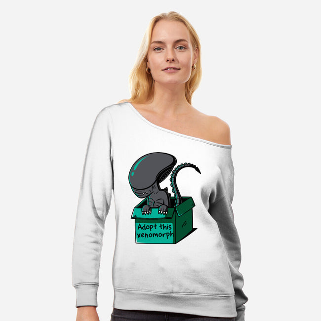 Adopt This Xenomorph-Womens-Off Shoulder-Sweatshirt-Eilex Design