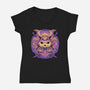 Samurai Neko-Womens-V-Neck-Tee-Astrobot Invention