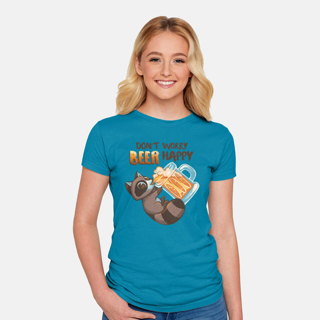 Beer Happy-Womens-Fitted-Tee-ricolaa