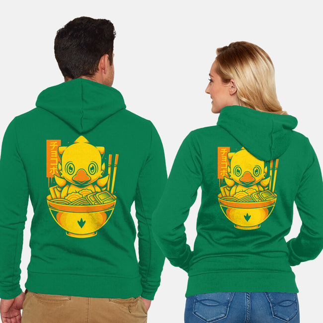 Chocobo Ramen-Unisex-Zip-Up-Sweatshirt-Alundrart