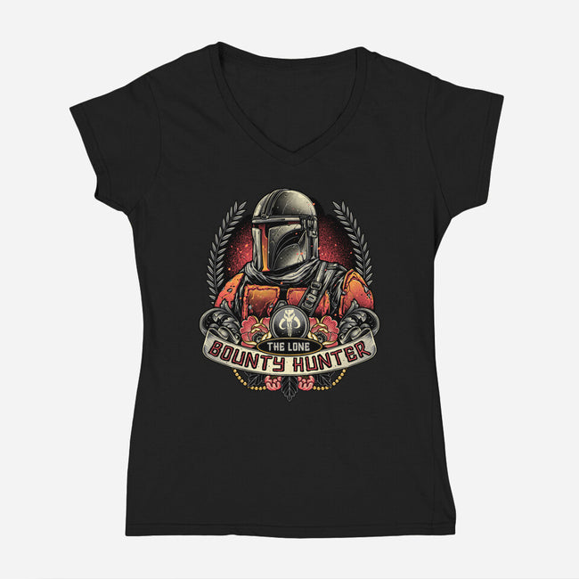 The Lone Bounty Hunter-Womens-V-Neck-Tee-momma_gorilla