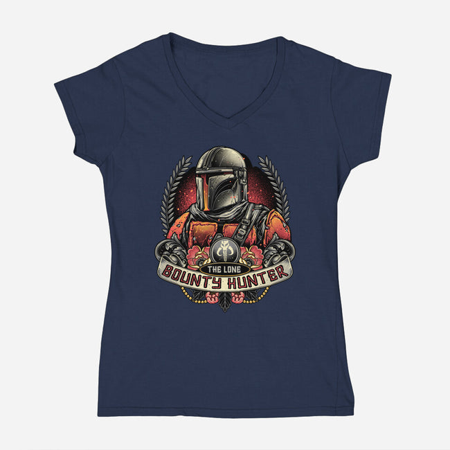 The Lone Bounty Hunter-Womens-V-Neck-Tee-momma_gorilla