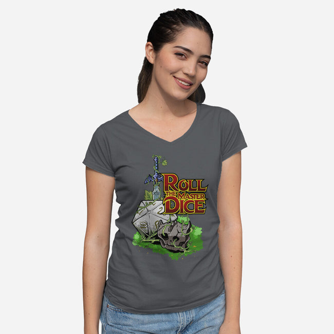 Roll The Master Dice-Womens-V-Neck-Tee-Diego Oliver