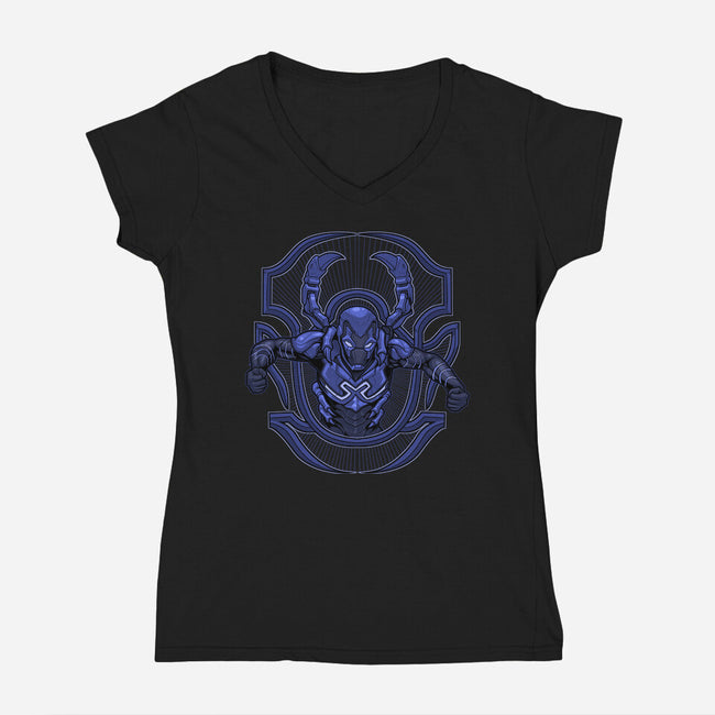 Beetle-Man-Womens-V-Neck-Tee-Astrobot Invention