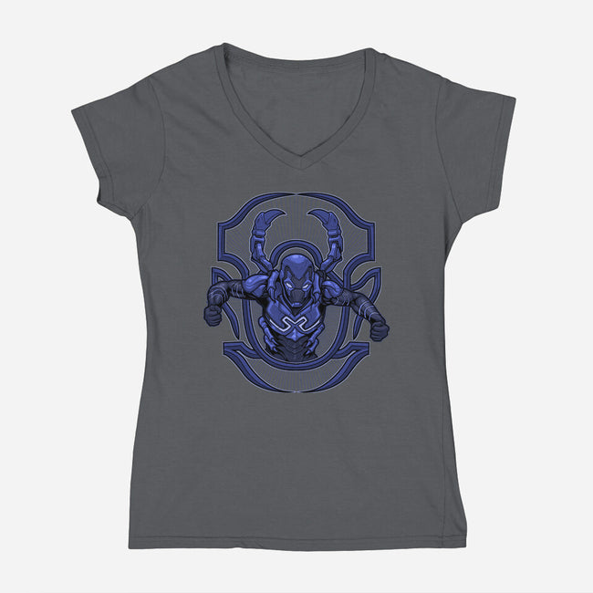 Beetle-Man-Womens-V-Neck-Tee-Astrobot Invention