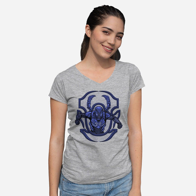 Beetle-Man-Womens-V-Neck-Tee-Astrobot Invention