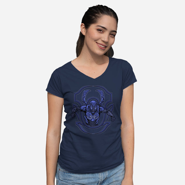 Beetle-Man-Womens-V-Neck-Tee-Astrobot Invention