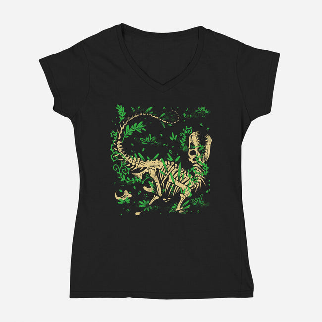 Jurassic Raptor-Womens-V-Neck-Tee-estudiofitas