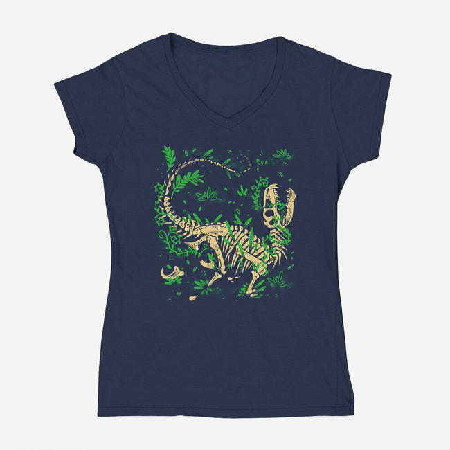 Jurassic Raptor-Womens-V-Neck-Tee-estudiofitas