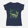 Jurassic Raptor-Womens-V-Neck-Tee-estudiofitas