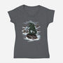 Kaiju Above The Sea Of Fog-Womens-V-Neck-Tee-zascanauta