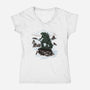 Kaiju Above The Sea Of Fog-Womens-V-Neck-Tee-zascanauta