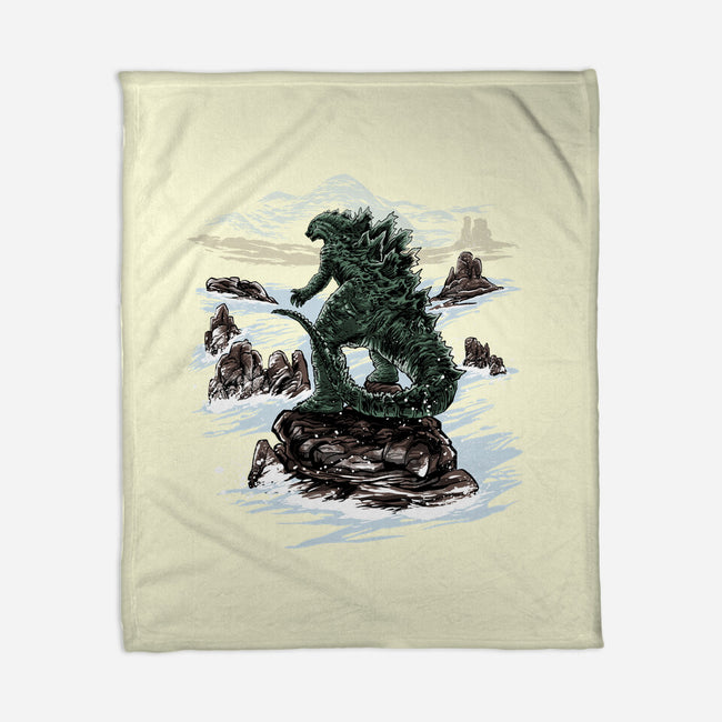 Kaiju Above The Sea Of Fog-None-Fleece-Blanket-zascanauta