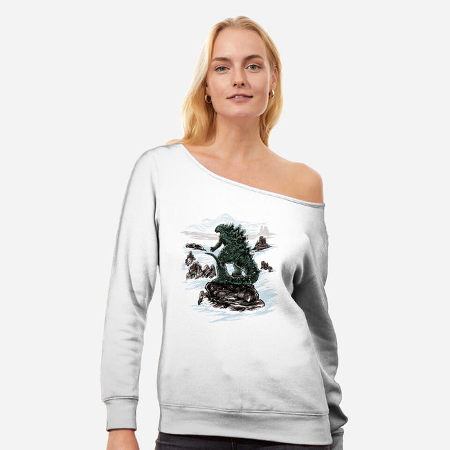 Kaiju Above The Sea Of Fog-Womens-Off Shoulder-Sweatshirt-zascanauta