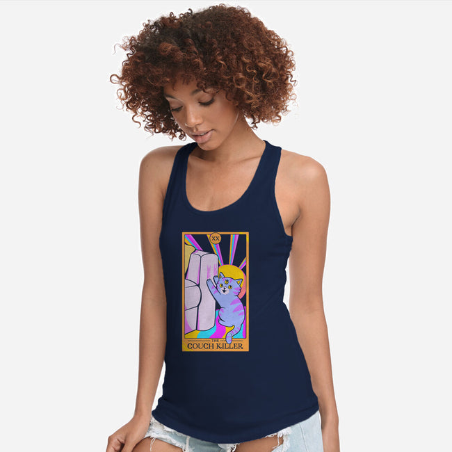 Cat The Couch Killer-Womens-Racerback-Tank-tobefonseca