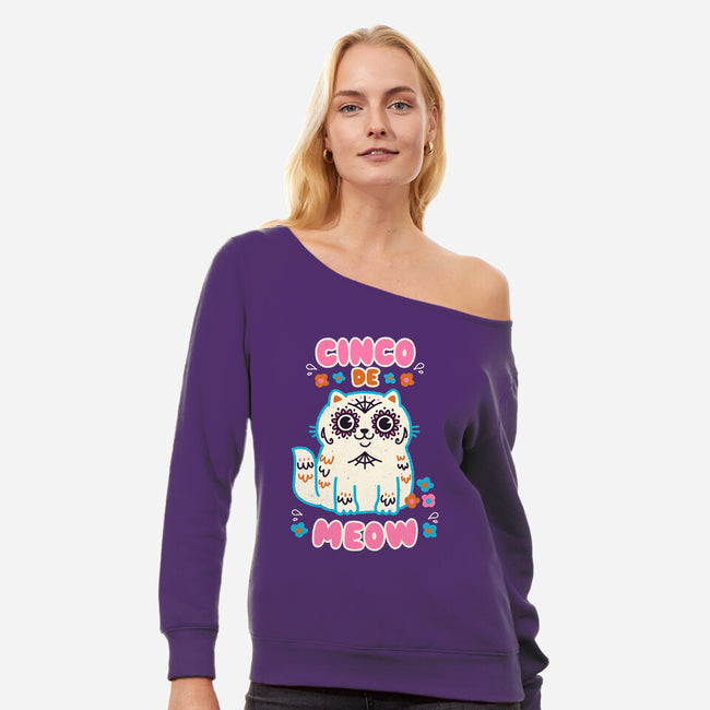 Cinco De Meow-Womens-Off Shoulder-Sweatshirt-Weird & Punderful