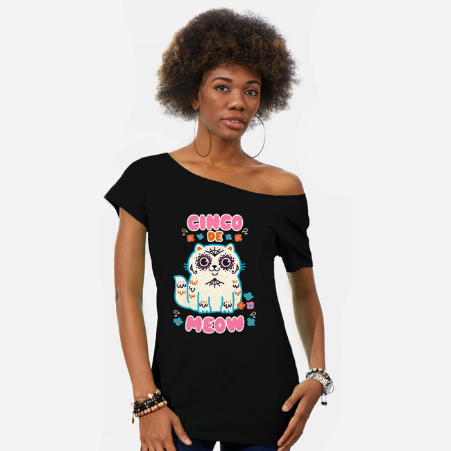 Cinco De Meow-Womens-Off Shoulder-Tee-Weird & Punderful