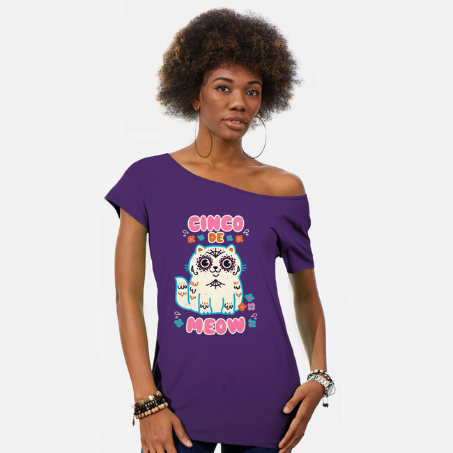 Cinco De Meow-Womens-Off Shoulder-Tee-Weird & Punderful