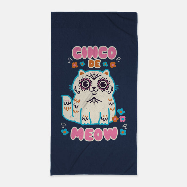 Cinco De Meow-None-Beach-Towel-Weird & Punderful