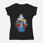My Robot Family-Womens-V-Neck-Tee-nickzzarto
