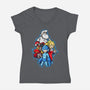 My Robot Family-Womens-V-Neck-Tee-nickzzarto