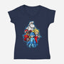 My Robot Family-Womens-V-Neck-Tee-nickzzarto